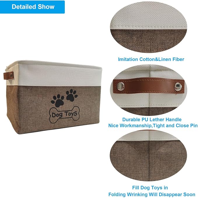 Large Dog Toy Basket Foldable Dog Toy Box Dog Toy Bin for Pet Chew Toys Accessories