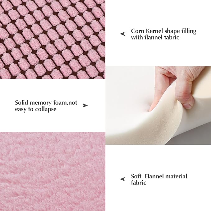 BVAGSS Reversible Dog Crate Pad, Memory Foam Pet Bed Mat, Soft Warm Machine Washable Sleeping Kennel Mattress for Small Medium Dogs XH079 (30''x20''x1.6'',Pink)