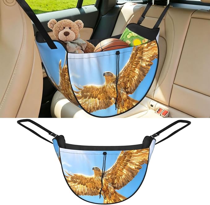 Golden Eagle Soar Car Seat Organizer-Backseat Storage Bag for Travel | Waterproof Durable. Holds Snacks Gear Essentials. Fits Most Cars.