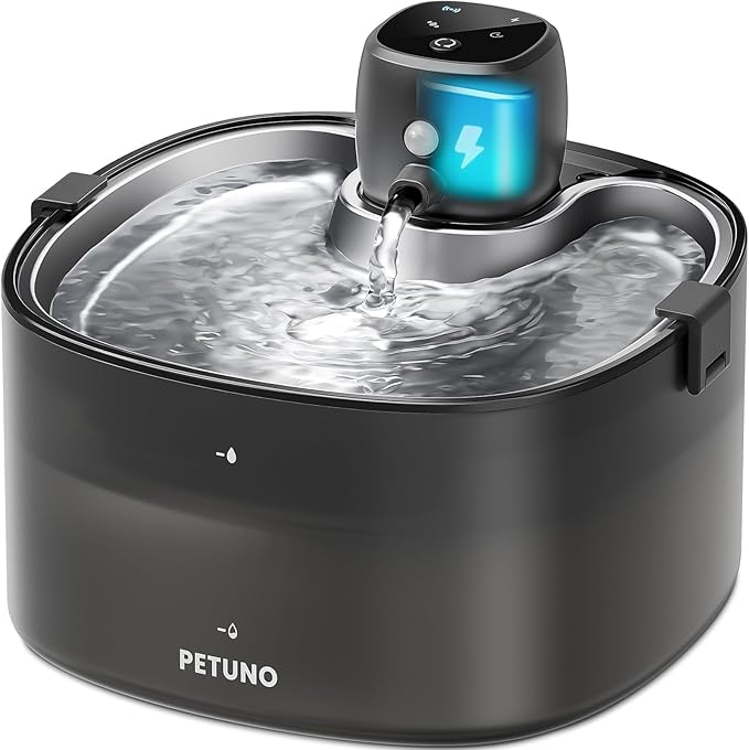 Wireless Cat Water Fountain, Cat Fountain Battery Operated, 78oz/2.3L Pet Water Fountain Cordless, 4000mAh Rechargeable Automatic Fountain with Motion Sensor, Ultra-Quiet Pump & Locking Lid, Silver