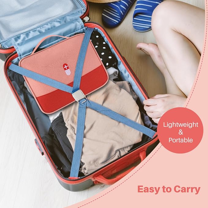 First Aid Bag Empty Medicine Bag Portable Medical Supplies Organizer Bag for Home Traveling Outdoor Hiking Camping Backpacking Cycling (Pink)