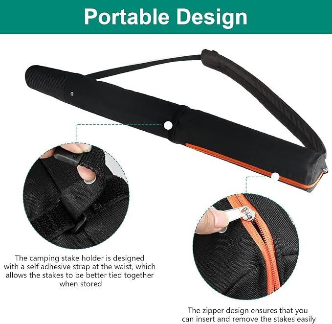 Dog Playpen Stakes Storage Bag, 32 IN, Black, Casual, Shoulder Strap, Zipper Closure, Waterproof, Foldable, Holds Several Stakes, Also Fits Tent Pegs, Ropes, or Small Tools