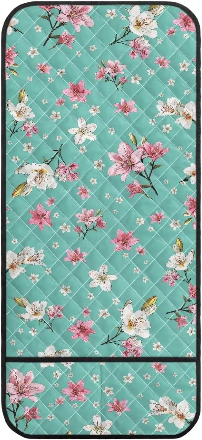 Floral Print Sofa Arm Covers Stretch Armrest Covers with Organizer Pockets Washable Couch Arm Cover Armchair Cover Anti-Slip Armrest Slipcovers Furniture Protector