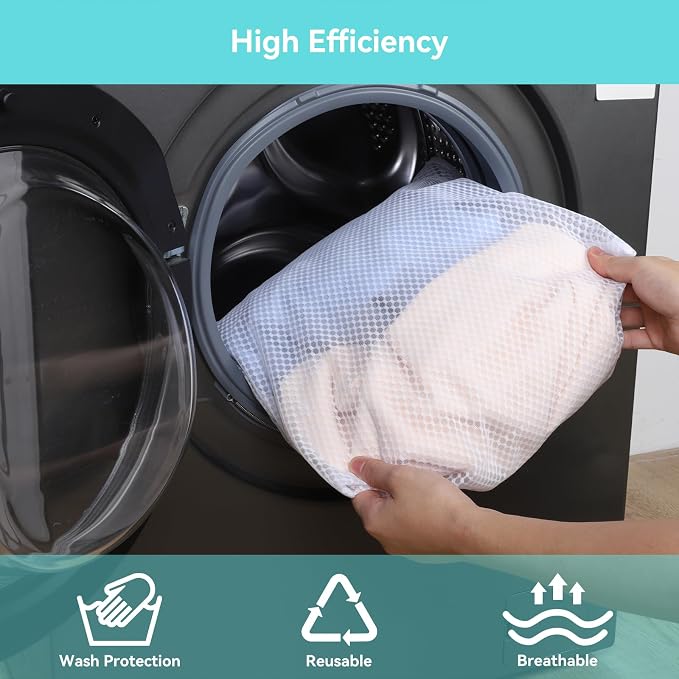 OTraki Mesh Laundry Bag for Delicates 20x24 inch Mesh Wash Bag for Washing Machine Zippered Net Laundry Bag for Bra Underwear College Dorm Home Don't Drying, Melting 140-176℉ White | Zippered Net Laundry Bag for Washing Machine Wash Bag for Bra Underwe...