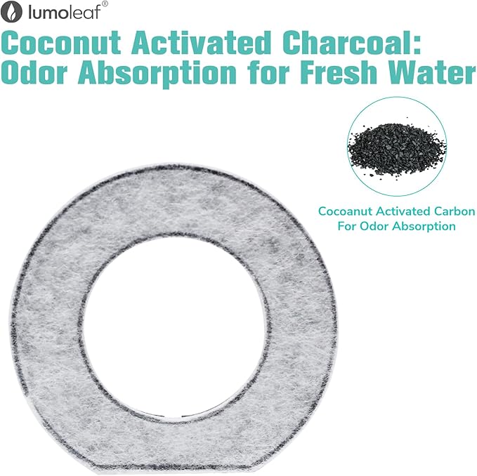 LumoLeaf Replacement Filters for 70oz/2L & 135oz/4L No Spill Dog Water Bowl – Coconut Activated Charcoal Filters, Pack of 4