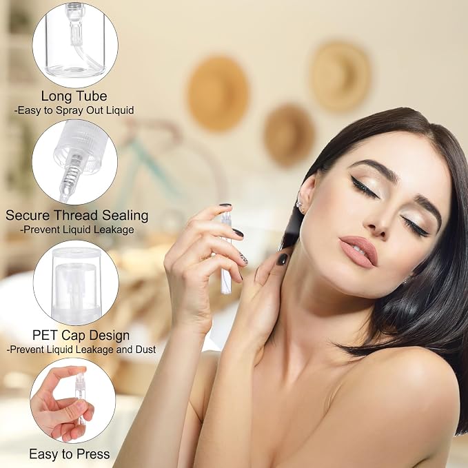 PATIKIL 10ml Glass Mini Perfume Sample Bottles, 36 Pcs Fine Mist Refillable Empty Mini Spray Bottle Fragrance Sample Bottles Sprayer for Perfume Travel Liquid Essential Oil, Clear