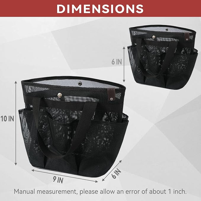 Mesh Horse Grooming Tote Bag Breathable Waterproof, 6 Pockets Horse Grooming Kit Tool Bags, Horse Cleaning Caddy Box for Cleaning Supplies, Pet Grooming Organizer for Horse Dog Goats, Black