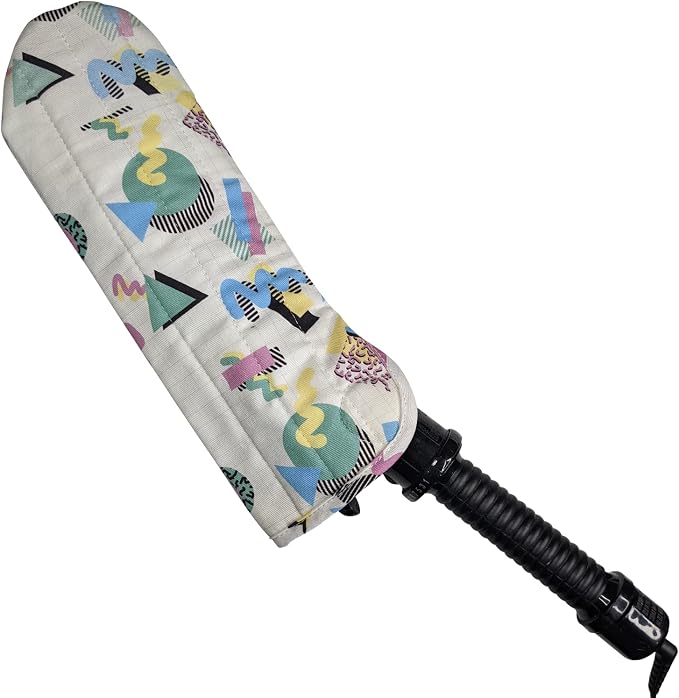 Case/Cover [Heat Resistant] for Curling Irons, Flat Irons or Straighteners, and Styling Irons, Silicone Coated Lining and Quilted Cotton Pouch for Travel, Gym, or Home [1980s]