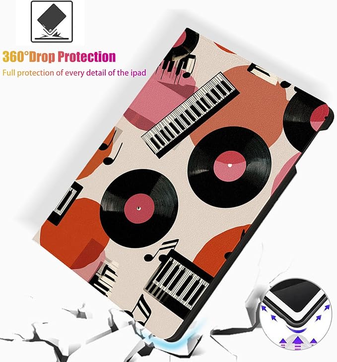 for Microsoft Surface Pro X/Pro X Plus-13 2019/2020/2021/2024 Tablet Case,Auto Wake/Sleep,Adjustable Stand Protective Cover - Music Elements
