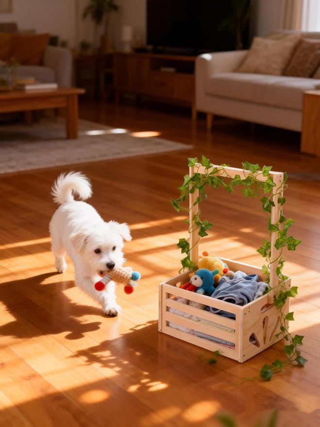 Wooden Dog Closet Pet Wardrobe Crate Box Baskets for Dog Cat Toys Clothes Accessories for New Parents Gifts Baby Pet Clothes Storage | Cat Toys Clothes Accessories for New Parents Gifts Baby Pet Clothes Storage