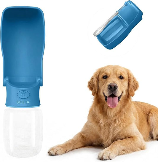 Portable Dog Water Bottle for Walking – 19oz / 12oz Foldable Pet Water Dispenser for Puppies, Medium & Large Dogs – Leak Proof Travel Water Bowl for Small Animals Dog Accessories(12OZ Dark Blue)