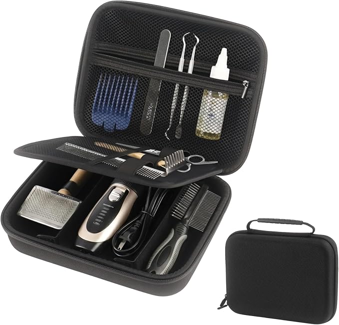Klmnop Pet Grooming Scissors Organizer Case & Dog Grooming Bag - Tool Storage & Travel Kit Storage Box for Clippers Nail Trimmer, Pet Shaver for Owners(Black)