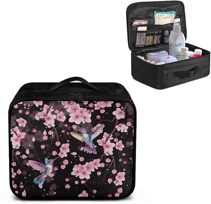 Empty First Aid Bag Hummingbird Floral Medical Bag Empty Large Capacity for Home Office and Travel Use Lightweight Washable Soft Fabric
