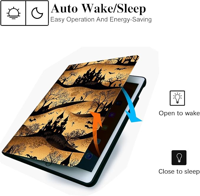 for Microsoft Surface Go 4/3/2/1-10.5" 2021 Tablet Case,Auto Wake/Sleep,Adjustable Stand Protective Cover - Halloween Castle Bat