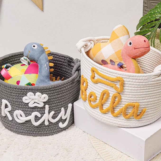 Generic PPersonalized Dog Toy Basket, Custom Cotton Rope Toy Storage Bin For Dogs & Cats, Durable & Stylish Organizer With Pet's Name For Pet Owners (Style I)