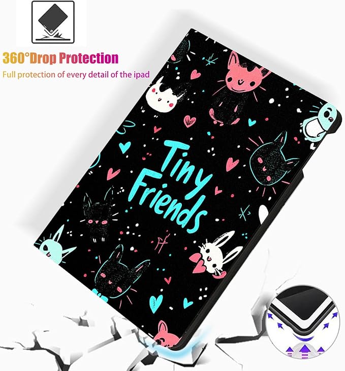 for Microsoft Surface Pro X/Pro X Plus-13 2019/2020/2021/2024 Tablet Case,Auto Wake/Sleep,Adjustable Stand Protective Cover - Cute Cartoon Animal