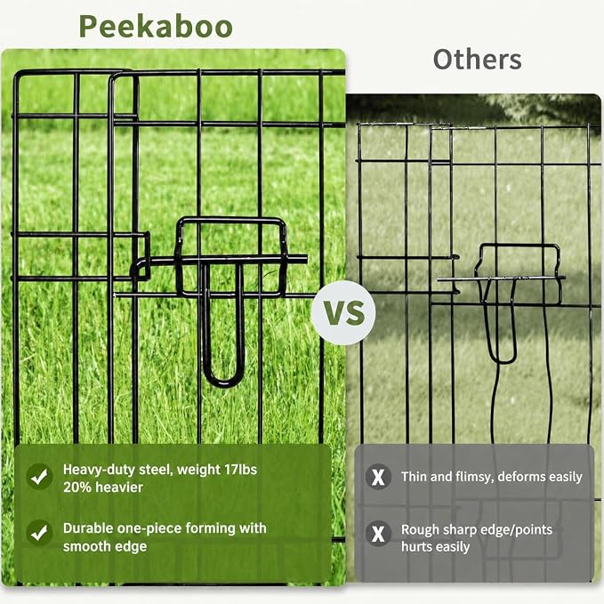 Peekaboo Dog Playpen 24 Inch, 8 Panel Metal Pet Fence with Bottom Pad | Playpen + printing pad，8 Panel Foldable Rustproof Pet Playpen,Climate Pledge Friendly Choice