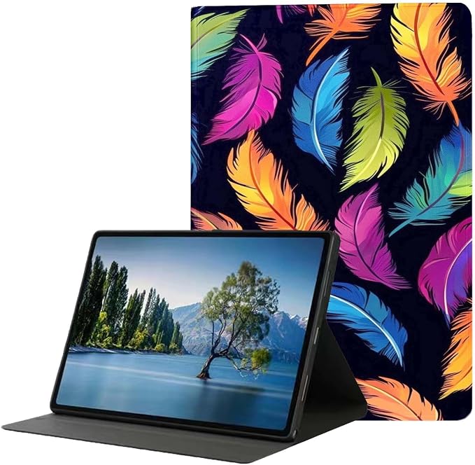 for Samsung Galaxy Tab A 8.0 2019(SM-T290/T295) Tablet Case,Premium Leather Folio Stand Auto Wake/Sleep,Multiple Viewing Stand,Colored Feather
