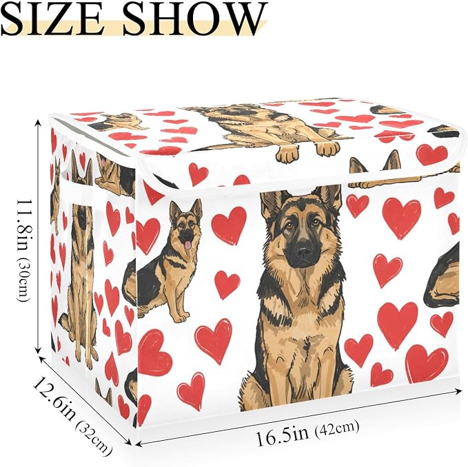 Storage Bins with Lid Dog Puppy Foldable Storage Boxes 40L Baskets | Decorative Storage Boxes, Dust-Proof Flip Top, Reinforced Handles, For Home & Bedroom, Clothes & Toy Box, Oxford Fabric Print