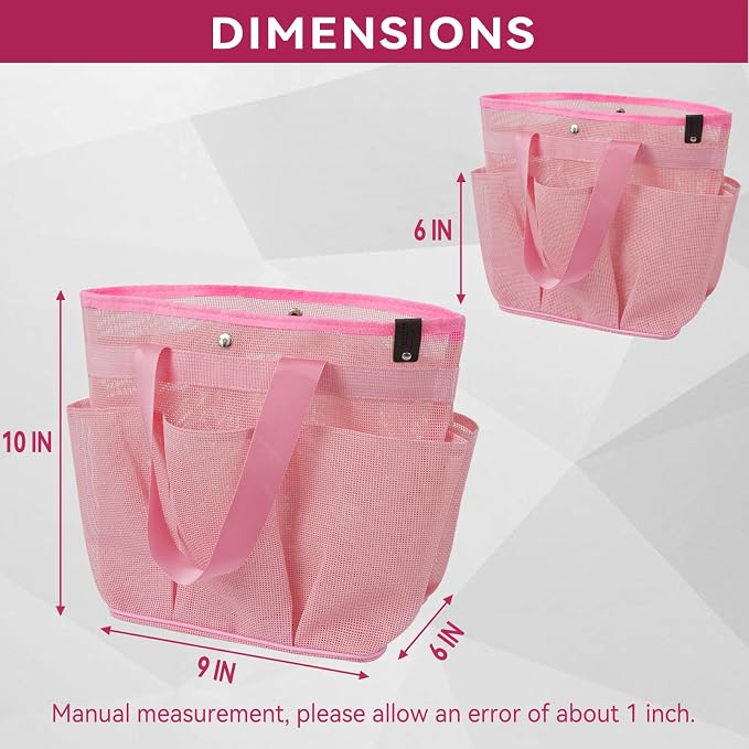 Mesh Horse Grooming Tote Bag Breathable Waterproof, 6 Pockets Horse Grooming Kit Tool Bags, Horse Cleaning Totes for Cleaning Supplies, Pet Grooming Organizer for Horse Cow Cat, Pink&Hot Pink