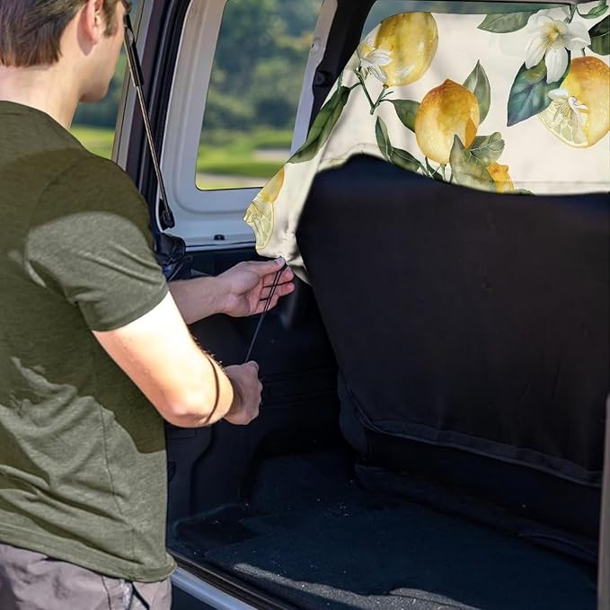 Renewold Car Rear Bench Towel Seat Covers for Dogs Cats Car Backseat Cover After Gym Running Yoga Beach Mat Fit Most SUV Van Sedan Truck Yellow Lemon Picnic Pads Golf Cart Seat Towel Blanket
