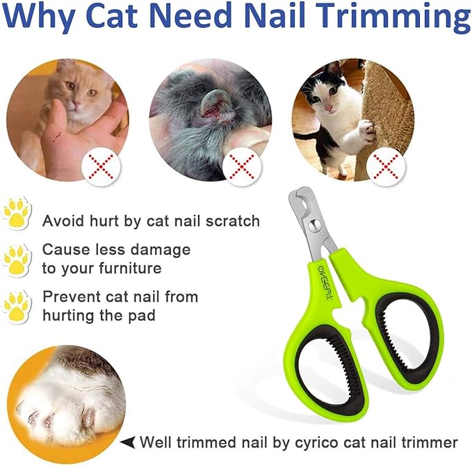 Pet Nail Clippers, Update Version Cat & Kitten Claw Nail Clippers for Trimming, Professional Pet Nail Clippers Best for a Cat, Puppy,Rabbit, Kitten & Small Dog,Sharp & Safe (Green)