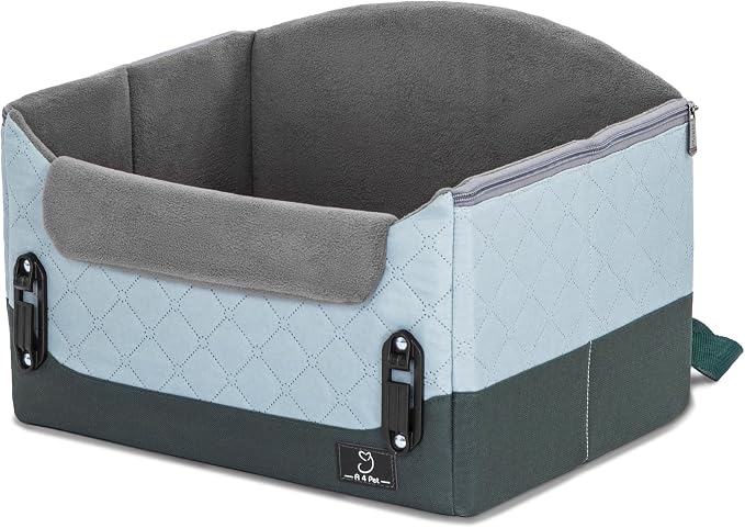 A 4 Pet Dog Car Seats for Small Dogs, Under 25 lbs, Patent Buckles | Adjustable leash, frame support, reduces anxiety, for cars/SUV/pickup
