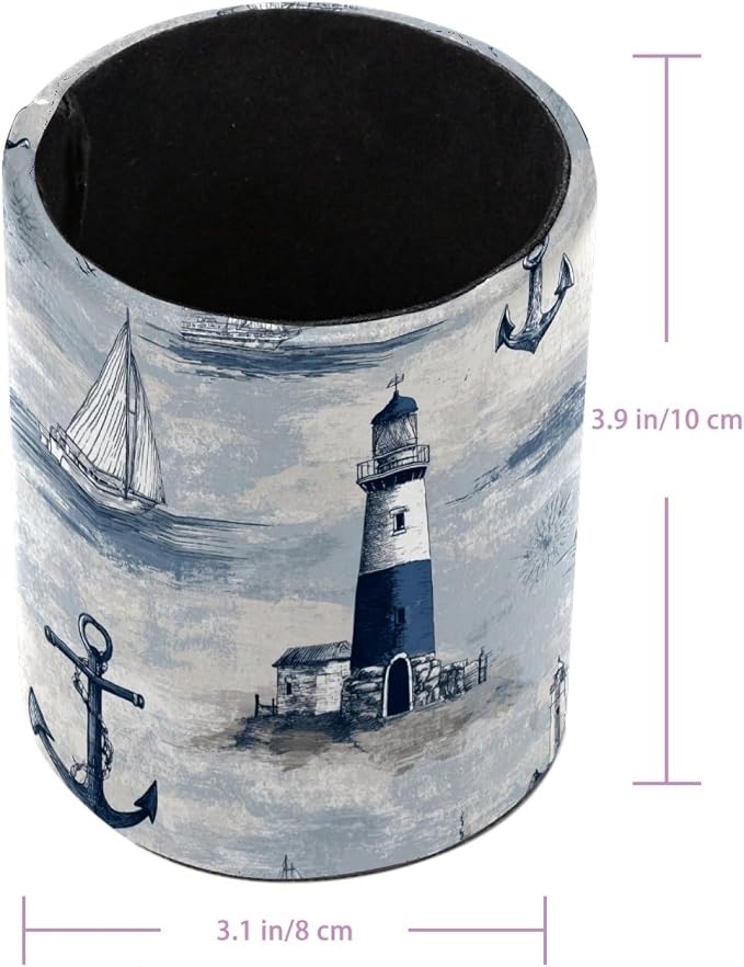 Lighthouse and Anchor Pen Holder, Pencil Cup Marker Brush Holder Desk Storage Case, Desktop Organizer for School Office Home Supplies