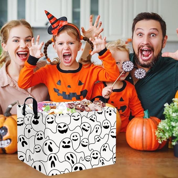 Halloween Ghost thriller basket,Empty Halloween basket,Horror and thriller decor,Trick or Treat Box for Boys and Girls,Horror decor(Ghost)