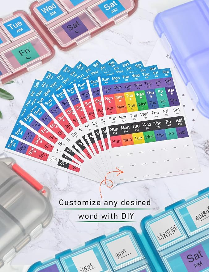 CAPHONT 700 Pcs Medicine Labels Stickers for Pill Organizers DIY Pocket Pharmacy Labels & Medicine Reminder Stickers, Week Morning Evening Medication Instruction Labels for Pill Case Planners