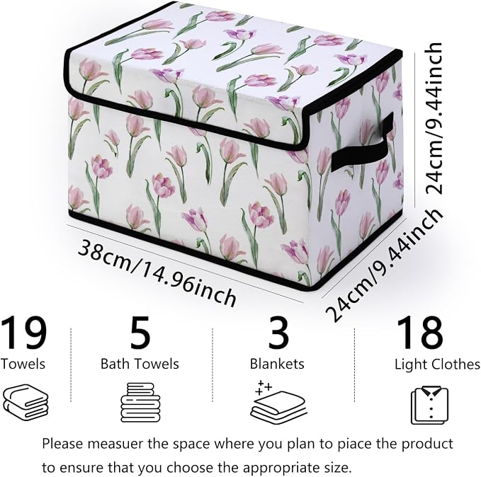 Stackable Storage Bins with Lids,Closet Organizers Fabric Box for Home and Office,Blanket Clothes Organizers,Under Bed Storage Containers 3 Pack