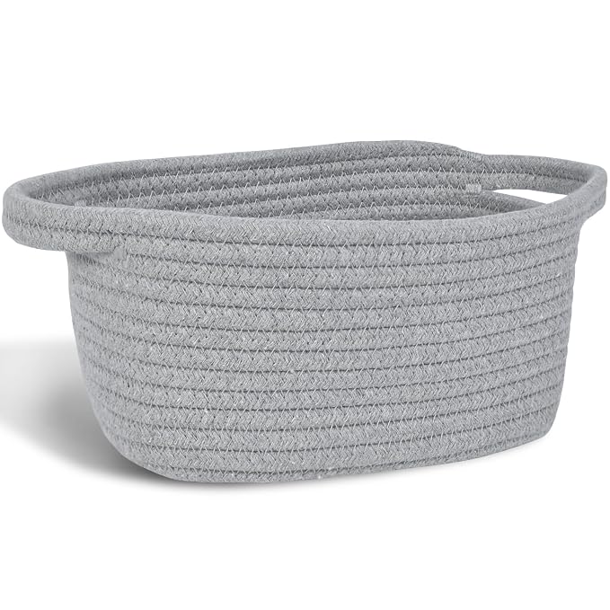 ABenkle Small Storage Basket, Mini Basket, Cute Tiny Cotton Rope Woven Baskets, Shelf Storage, Boho Decorative Toy Storage Bin Gift Baskets