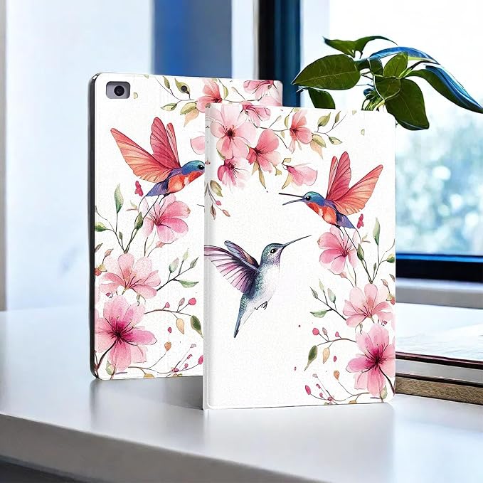 for Microsoft Surface Go 4/3/2/1-10.5" 2021 Tablet Case,Auto Wake/Sleep,Adjustable Stand Protective Cover - Hummingbird Flower