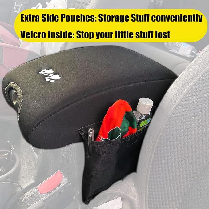Center Console Cover for Jeep Wrangler JK JKU Sahara Armrest Pad Storage Organizer Interior Accessories Dog Protector Get Away from Pet Claws Sticky Fingers, Scratch Marks, Holes