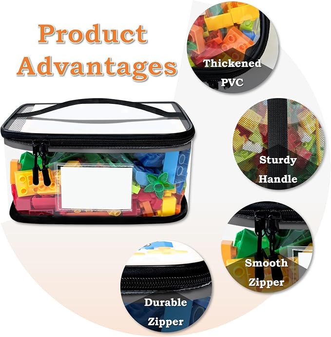 Upgraded Large Storage Toy Organizer, Clear Toy Bags with Label & Manual Pocket for Puzzles (8PCS)