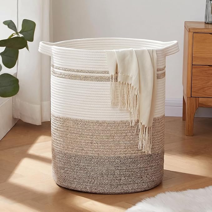 OIAHOMY 60L Laundry Basket Laundry Hamper Nursery Hamper Gradient Yellow | Tall Dirty Clothes Hamper with Handle,Blanket Basket,Decorative Basket for Living Room,Storage Basket,Toy Storage