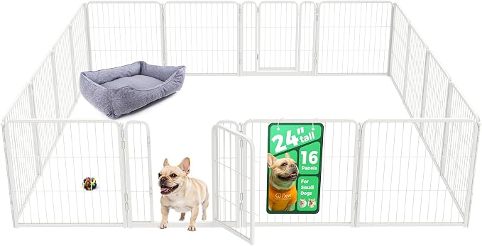 FXW Homeplus Indoor Dog Playpen, 24" H, 16 Panels, for Puppies & Small Dogs | Stress-free play, Heavy-duty, Semi-open design, Easy setup, Threshold-free gate, Expandable, Patented