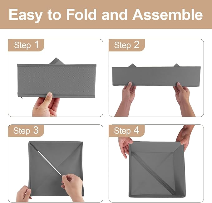 Drawer Organizer Clothes & Dresser Organizers - 12 Pack Foldable Drawer Dividers, Baby Clothes Organizer & Nursery Storage for Sock, Underwear, Bra, Belt, Closet and Dresser Drawer Organizers(Grey)