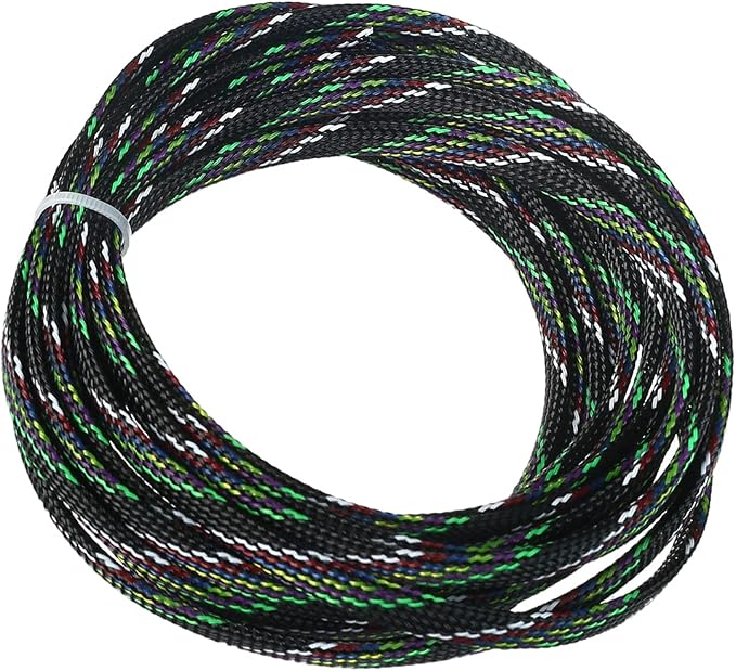 Jutagoss PET Expandable Braided Cable Sleeve, 16.4ft - 5/16 inch Multicolor Cable Management Sleeve, Wire Loom Tube Cord Protector for USB Cable, Power Cord, Audio Video and More, 1Pc