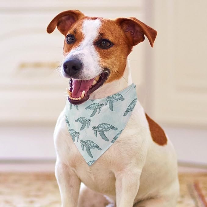 Lightweight Sea Turtle Grass Natural Watercolor Portable Pet Triangle Scarves with Adjustable Design, Comfortable and Soft Dogs Scarf, Easy to Clean