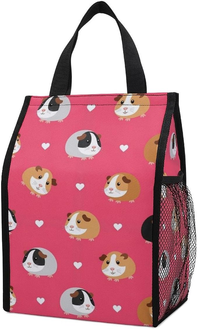 Reusable Insulated Lunch Bag Portable Thermal Lunchbox Compatible with Love Heart Guinea Pig Pet Lunch Cooler Tote Food Organizer for Office Travel