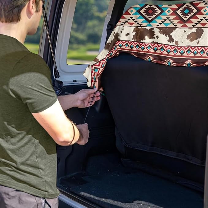 Renewold Back Seat Pet Cover for Dogs, Car Rear Bench Seat Cover, Towel for Gym Workout Swimming Beach Hiking, Car Backseat Accessories for Truck SUV Van Sedan, Tribal Aztec