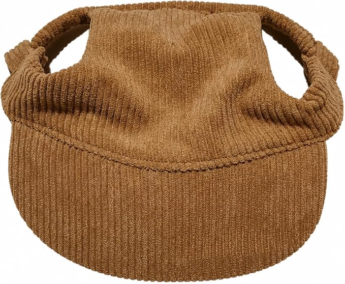 Corduroy Dog Baseball Cap, Breathable Sun Visor Hat with Ear Openings and Adjustable Chin Strap, Solid Color Outdoor Pet Hat for Small Medium Large Dogs