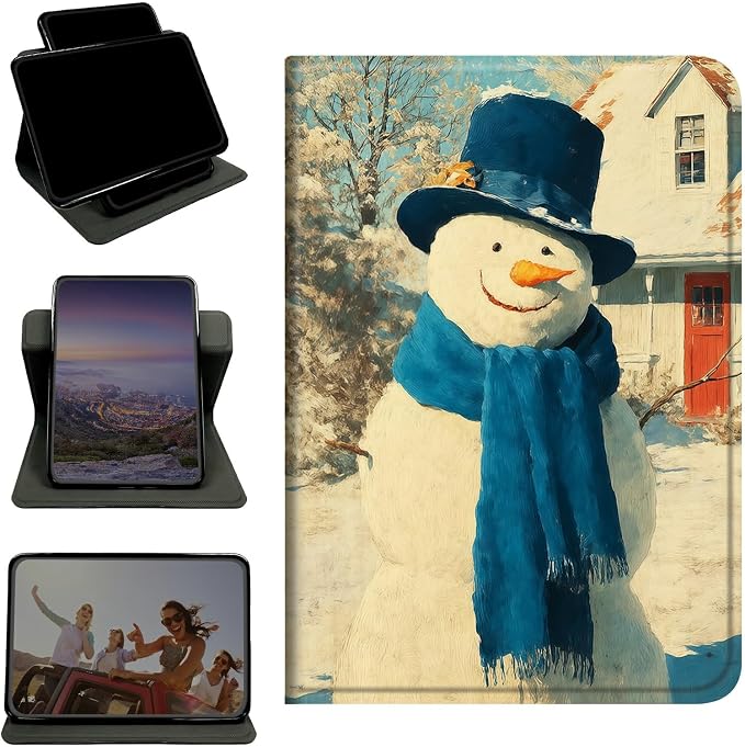 Case for Samsung Galaxy Tab A 8.4" 2020 SM-T307, 360 Degree Rotating Stand with Multi-Angle Vertical & Horizontal Viewing Shockproof Protective Shell for Women Men, Blue Towel Snowman