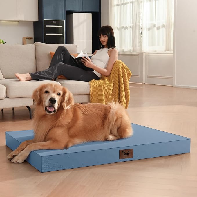 Large Waterproof Orthopedic Dog Bed with Egg Crate Foam | Fits 42x28 Crates, TPU Waterproof Layer, 1680D Washable Oxford Cover, Portable Handle, Indoor & Outdoor Use, Up to 80 lbs