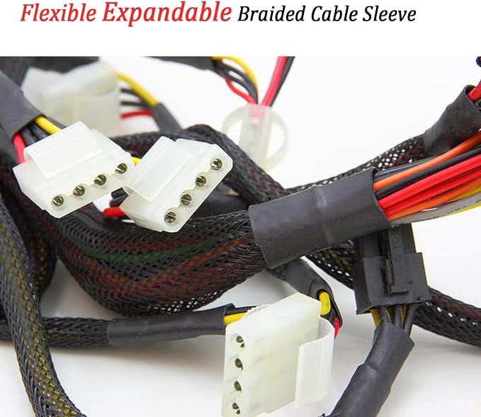 PET Expandable Braided Cable Sleeve Black 1/8 Inch x 100 FT