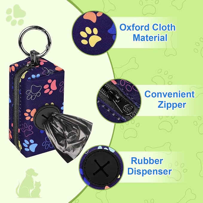 2pack Dog Poop Bag Holder Zippered Pet Waste Bags Dispenser