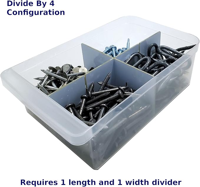 (4 Length + 4 Width Pieces) Large Drawer Configurable Dividers compatible with IRIS USA Plastic Storage Craft Cabinets (Dividers Only)