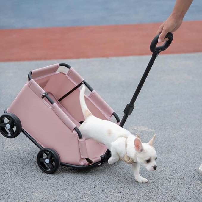 Foldable Cart Pet Pet Carriage Pet Carrier with Easy Storage Fold and 360 Degree Handle for Smooth Direction Changes Suitable for Sidewalks Park Lanes Short Trips Camping, Array, Gray