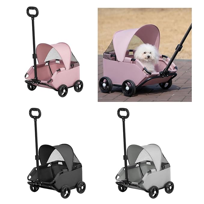 Portable Pet Carrier Frame for Small Pets Oxford Fabric Easy Storage Multi Use Small Strollers Portable Cats Compact Travel Cart Oxford Fabric Metal Frame Carrier